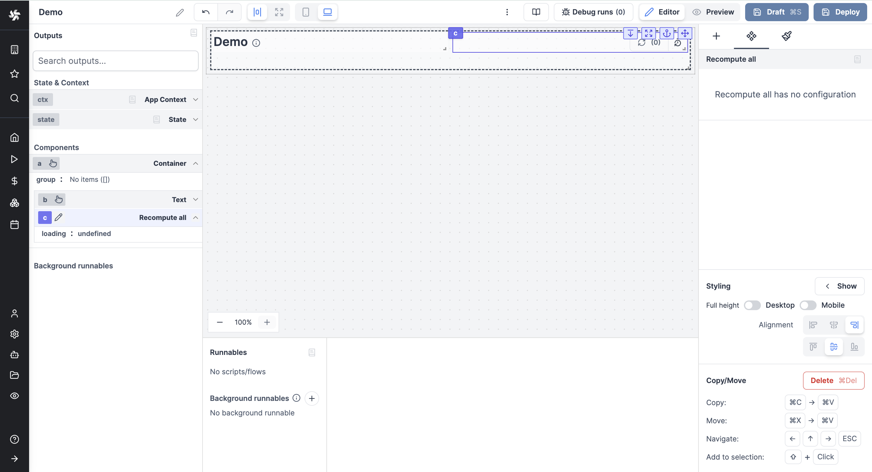 Top bar Recompute all